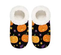 Chintiz Pantuflas para mujer, suaves, acogedoras, cálidas, para mujeres y hombres, murciélagos de calabaza, Halloween, felpa mullida, antideslizantes, con parte trasera cerrada, zapatos de casa para