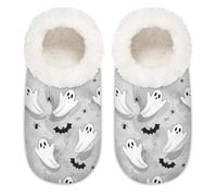 Chintiz Pantuflas para mujer, suaves, acogedoras, cálidas, para mujeres y hombres, murciélagos fantasmas de Halloween, antideslizantes, con parte trasera cerrada, zapatos de casa para invierno