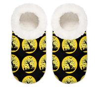 Chintiz Pantuflas para mujer, suaves, acogedoras, cálidas, para mujeres y hombres, para Halloween, luna, mullidas, antideslizantes, con parte trasera cerrada, zapatos de casa para invierno, dormitorio