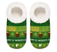 Chintiz Pantuflas para mujer, suaves, acogedoras, cálidas, para mujeres y hombres, sombrero de trébol del día de San Patricio, antideslizantes, con parte trasera cerrada, zapatos de casa para invierno