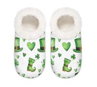 Chintiz Pantuflas para mujer, suaves, acogedoras, cálidas, para mujeres y hombres, trébol del día de San Patricio, antideslizantes, con parte trasera cerrada, zapatos de casa para invierno, dormitorio