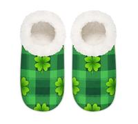 Chintiz Pantuflas para mujer, suaves, acogedoras, cálidas, para mujeres y hombres, trébol del día de San Patricio, antideslizantes, con parte trasera cerrada, zapatos de casa para invierno, dormitorio