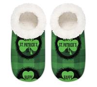 Chintiz Pantuflas para mujer, suaves, acogedoras, cálidas, para mujeres y hombres, tréboles del día de San Patricio, antideslizantes, con parte trasera cerrada, zapatos de casa para invierno