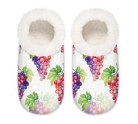 Chintiz Pantuflas para mujer, suaves, acogedoras, cálidas, para mujeres y hombres, uvas, antideslizantes, con parte trasera cerrada, zapatos de casa para invierno, dormitorio, interior y exterior