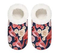 Chintiz Pantuflas suaves y acogedoras para mujer y hombre, color cardenal rosa, antideslizantes, con parte trasera cerrada, zapatos de casa para invierno, dormitorio, interior y exterior, Rosa