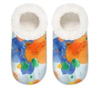 Chintiz Pantuflas suaves y acogedoras para mujer y hombre, coloridas, acuarelas, mullidas, antideslizantes, con parte trasera cerrada, zapatos de casa para invierno, dormitorio, interior y exterior