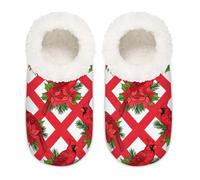 Chintiz Pantuflas suaves y acogedoras para mujer y hombre, diseño cardenal de Navidad, antideslizantes, con parte trasera cerrada, zapatos de casa para invierno, dormitorio, interior y exterior