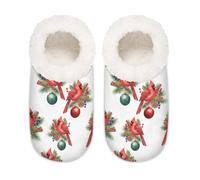 Chintiz Pantuflas suaves y acogedoras para mujer y hombre, diseño cardenal de Navidad, antideslizantes, con parte trasera cerrada, zapatos de casa para invierno, dormitorio, interior y exterior