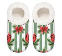 Chintiz Pantuflas suaves y acogedoras para mujer y hombre, diseño cardenal Holly de felpa antideslizante, parte trasera cerrada, zapatos de casa para invierno, dormitorio, interior y exterior