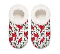 Chintiz Pantuflas suaves y acogedoras para mujer y hombre, diseño de cardenal de Navidad, antideslizantes, con parte trasera cerrada, para invierno, dormitorio, interior y exterior, Cardenal de