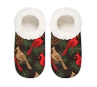 Chintiz Pantuflas suaves y acogedoras para mujer y hombre, diseño de cardenal de Navidad, antideslizantes, con parte trasera cerrada, para invierno, dormitorio, interior y exterior, Cardenal de