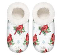 Chintiz Pantuflas suaves y acogedoras para mujer y hombre, diseño de cardenal de Navidad, antideslizantes, con parte trasera cerrada, para invierno, dormitorio, interior y exterior, Christmas Cardinal
