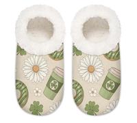 Chintiz Pantuflas suaves y acogedoras para mujer y hombre, diseño de donas de manzanilla de San Patricio, antideslizantes, con parte trasera cerrada, zapatos de casa para invierno, dormitorio