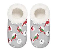 Chintiz Pantuflas suaves y acogedoras para mujer y hombre, para mujer, cardenal del norte, mullidas, antideslizantes, con parte trasera cerrada, zapatos de casa para invierno, dormitorio, interior y