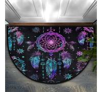 Chintiz Purple Tribe - Felpudo semicircular de red atrapasueños de 36 x 24 pulgadas, tapete de entrada suave y absorbente con respaldo antideslizante, tapete de bienvenida interior para entrada