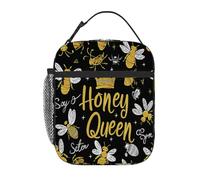 Chintiz The Queen of Bees - Lonchera aislada para niños, lonchera reutilizable con bolsillo frontal de malla lateral, impermeable, a prueba de fugas, para escuela, viajes, picnic, playa, trabajo