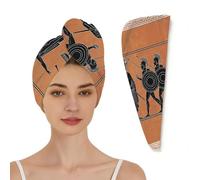 Chintiz Toalla de microfibra para el cabello para mujer, diseño de guerrero griego antiguo, superabsorbente, secado rápido, diseño de bucle elástico, turbantes suaves antiencrespamiento para cabello