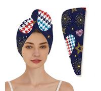 Chintiz Toalla de microfibra para el cabello para mujer, diseño de pata de gallo, corazón, estrella, súper absorbente, secado rápido, antiencrespamiento, turbantes suaves para cabello rizado, grueso