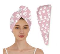 Chintiz Toalla de microfibra para el pelo para mujer, diseño de pata de gato blanca, súper absorbente, secado rápido, antiencrespamiento, turbantes suaves para cabello rizado, grueso, largo