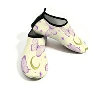 Chintiz Zapatos acuáticos para mujeres y hombres, diseño de mariposa y luna, antideslizantes, de secado rápido, suaves, para verano, playa, piscina, surf, yoga, ejercicio, Butterfly Moon, 36/37 EU