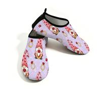 Chintiz Zapatos de agua para mujeres y hombres, gnomo morado con diamantes de San Valentín, antideslizantes, de secado rápido, suaves, para verano, playa, piscina, surf, yoga, ejercicio, Gnomo morado