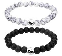 Chiorgone 2 pulseras Yin Yang para parejas, pulsera de Feng Shui a juego para novio y novia, pulsera táctil de larga distancia para él y ella