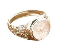 Chiorgone Anillo de prosperidad de loto chapado en oro, aleación esmaltada, dije de la suerte con nubes auspiciosas y anillos con motivo de loto, joyería Feng Shui para mujer.