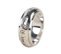 Chiorgone Anillo oculto de plata pura de seis caracteres, mantra tibetano para aliviar la ansiedad, joyería budista unisex, regalo de meditación para hombres y mujeres.