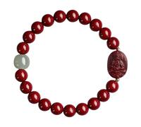 Chiorgone Cinnabar - Pulsera de Buda patrón del zodiaco, amuleto espiritual de Feng Shui para protección y buena suerte, joyería de piedra natural para hombres y mujeres (perro y cerdo)