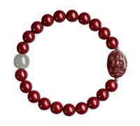 Chiorgone Cinnabar - Pulsera de Buda patrón del zodiaco, amuleto espiritual de Feng Shui para protección y buena suerte, joyería de piedra natural para hombres y mujeres (caballo)
