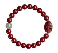 Chiorgone Cinnabar - Pulsera de Buda patrón del zodiaco, amuleto espiritual de Feng Shui para protección y buena suerte, joyería de piedra natural para hombres y mujeres (cabra y mono)