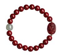 Chiorgone Cinnabar - Pulsera de Buda patrón del zodiaco, amuleto espiritual de Feng Shui para protección y buena suerte, joyería de piedra natural para hombres y mujeres (buey y tigre)