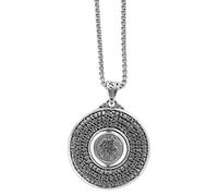 Chiorgone Collar con colgante de Feng Shui hueco de plata S925, grabado con sutras budistas, diseño de sutra de corazón, gran regalo para buena suerte y protección, plata, sin piedras preciosas