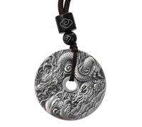 Chiorgone Collar con colgante de plata de ley con diseño de dragón del zodiaco chino, medallón de plata pura estilo guochao con dijes de animales del zodiaco (regalo del año del dragón para hombres y