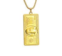 Chiorgone Collar con colgante de signo de cien dólares chapado en oro de 18 quilates, cadena detallada de dinero de cien dólares, joyería de riqueza y suerte estilo hip hop para hombres y mujeres