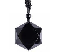 Chiorgone Collar de estrella de David de obsidiana negra natural, amuleto hexagonal unisex para protección, equilibrio y energía espiritual