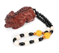 Chiorgone Pixiu - Llavero colgante para mochilas/equipaje, decoración de Feng Shui, diseño de madera vintage, collar unisex de palisandro, simboliza la riqueza y la buena fortuna, regalo para el hogar