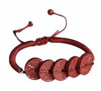 Chiorgone Pulsera de cinabrio Feng Shui con cinco monedas emperador, amuleto de cuerda roja ajustable para riqueza y buena suerte, joyería para hombres y mujeres