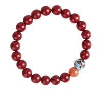 Chiorgone Pulsera de loto cinabrio para mujer, joyería espiritual de Feng Shui, amuleto elástico de buena suerte con detalles de piedra solar., 6MM, Cinabrio, Sin piedra preciosa