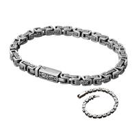 Chiorgone Pulsera de plata de ley con mantra de dragón de seis palabras, acabado antiguo, cierre de seguridad con intrincados grabados de dragón y mantra (regalo espiritual meditativo para hombres y