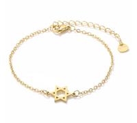 Chiorgone Pulsera hexagonal de estrella de David para mujer, cadena de acero de titanio dorado, joyería espiritual ajustable