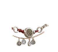 Chiorgone Tobillera de aleación Peace Joy Longevity, cadena de plata con hilo rojo y dijes chinos, moneda redonda "PINGAN XILE", joyería de Feng Shui para mujer (cordón rojo trenzado y colgante de