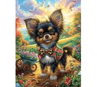 Chiot Chihuahua Dans le Jardin Fleuri Rompecabezas 300 Piezas Cartón Grueso para Coleccionistas Animal Planta Noches De Cita Mejora Concentración Ocio En Casa Regalo Reyes Magos 300 PCS