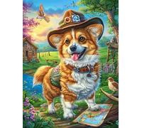 Chiot Corgi Avec un Chapeau Dans le Jardin Fleuri Rompecabezas 300 Piezas Cartón para Expertos Mitos fantásticos Mejora Memoria Actividad Tiempo Libre Pack Completo Original 300 PCS