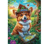Chiot Corgi Dans le Jardin Fleuri Puzzle 500 Piezas Papel Adolescentes Mitos fantásticos Cuento De Hadas Actividad Días Libres Actividad Mente Colección Rompecabezas Regalo Creativo