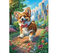 Chiot Corgi Dans le PARC Urbain Puzzle 500 Piezas Cartón Grueso para Coleccionistas Mitos fantásticos Ocio Creativo En Casa Calmar La Mente Pieza Colección Más Vendido 500 PCS