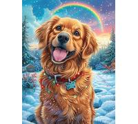 Chiot Golden Retriever Dans le Jardin enneigé Rompecabezas 500 Piezas Cartón Resistente para Adultos Animal Planta Actividades Grupales para Relajarse Decoración Pared Regalo Aniversario 500 PCS