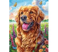 Chiot Golden Retriever Dans le Jardin Fleuri Rompecabezas 1000 Piezas Cartón para Parejas Mitos fantásticos Actividad Tiempo Libre Terapia Relajación Decoración Salón Regalo Sorpresa 1000 PCS