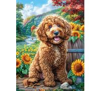 Chiot Golden Retriever Dans le Jardin Fleuri Rompecabezas 500 Piezas Cartón Resistente para Mayores Animal Planta Reunión Familiar Juegos Desarrollo Lógica Detalle San Valentín Calidad 500 PCS