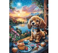 Chiot Golden Retriever lors d'un pique-nique Puzzle 500 Piezas Cartón Resistente Para Coleccionistas Mitos Animal planta Entretenimiento Toda La Familia Mejora Memoria Pack Completo Para Navidad 500 P